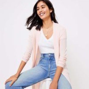 NWT Loft Ribbed Pink Long Open Cardigan XXSP